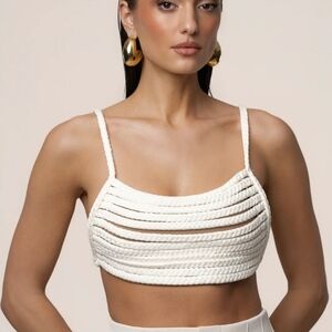 JLUXLABEL White Braided Crop Tank